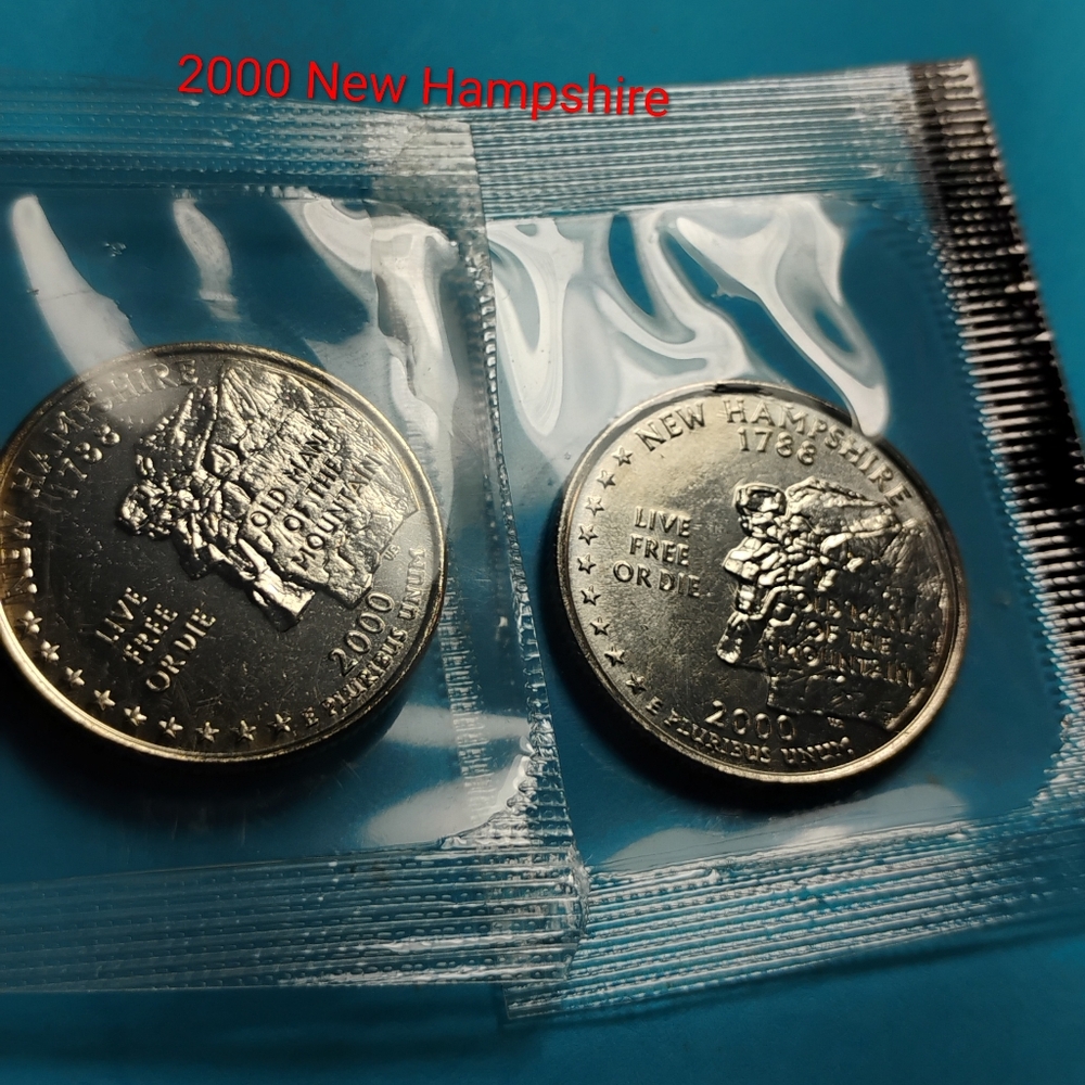 ✅‼️ 2000 P&D New Hampshire IN Cello 2 Coins Set CLAD 💟‼️ Bundle Make Offers ‼️